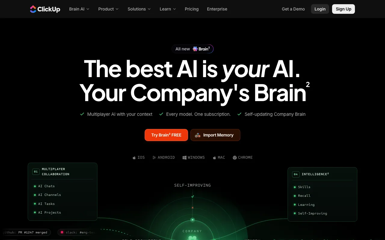 Página de inicio de ClickUp AI el 2026-09-19