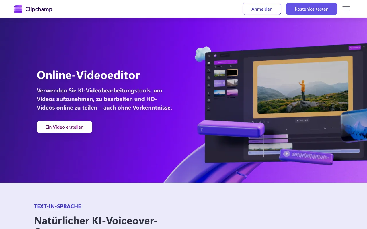 Página de inicio de Clipchamp el 2026-09-19