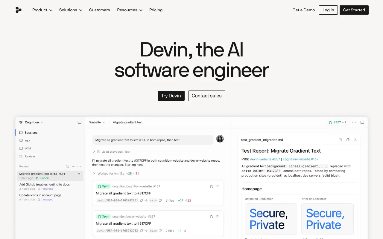 Página de inicio de Devin el 2026-09-19