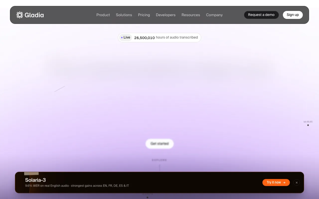 Página de inicio de Gladia el 2026-09-19