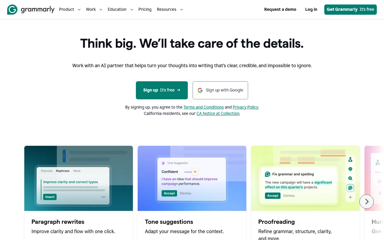 Página de inicio de Grammarly el 2026-09-19