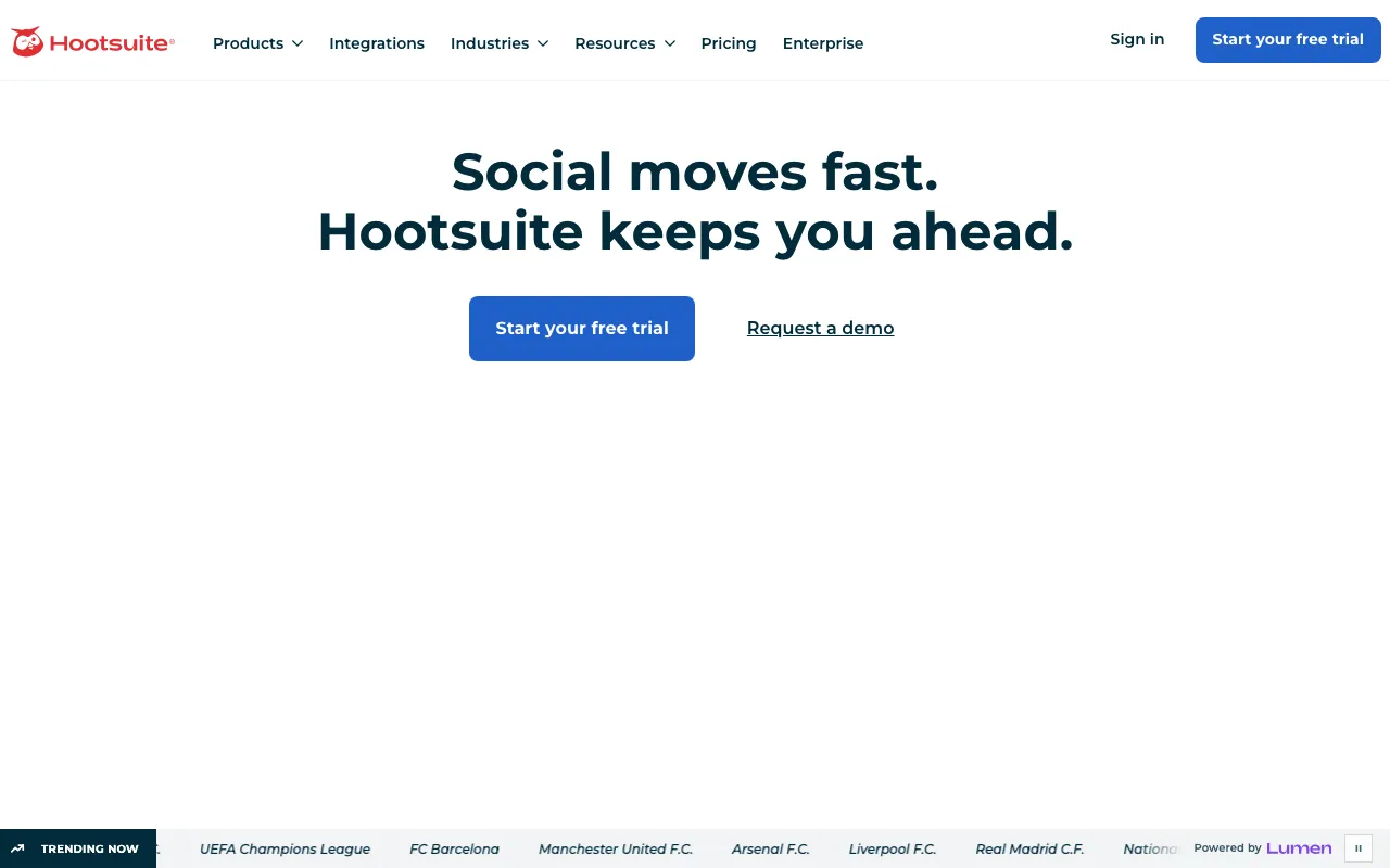 Página de inicio de Hootsuite el 2026-09-19