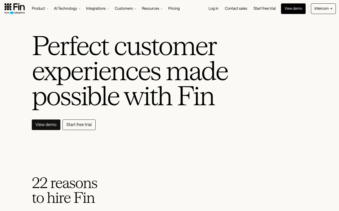 Página de inicio de Intercom Fin el 2026-09-19