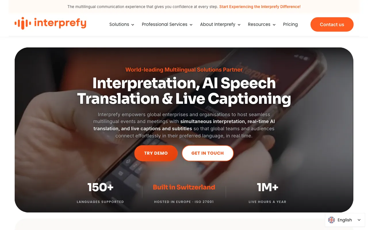 Página de inicio de Interprefy el 2026-09-19