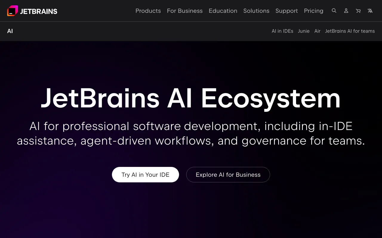 Página de inicio de JetBrains AI el 2026-09-19