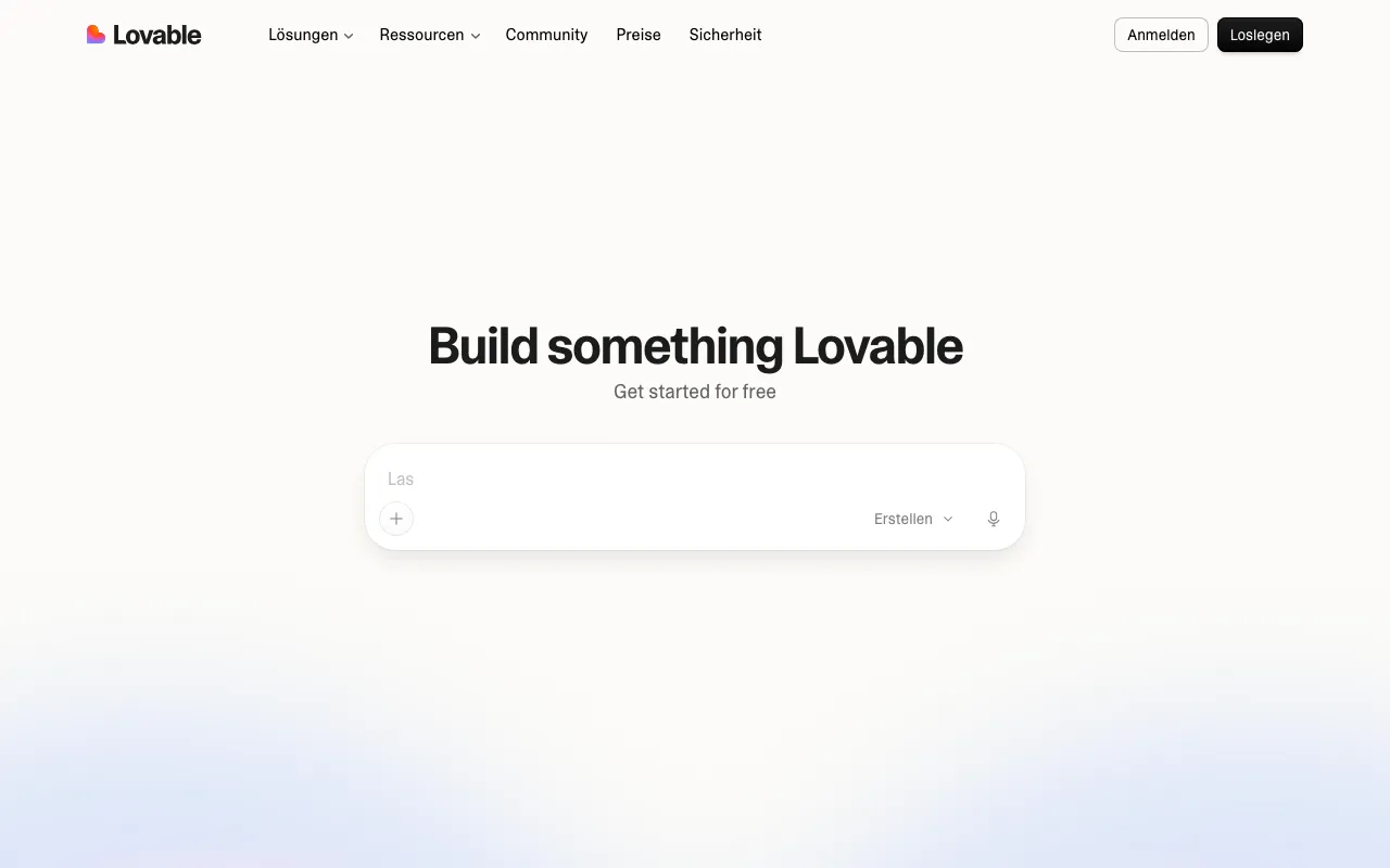 Página de inicio de Lovable el 2026-09-19