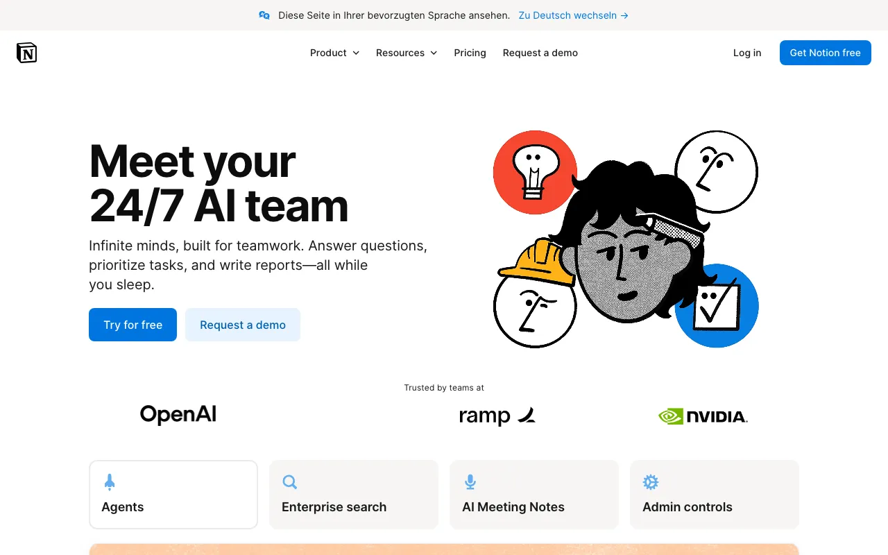 Página de inicio de Notion AI el 2026-09-19