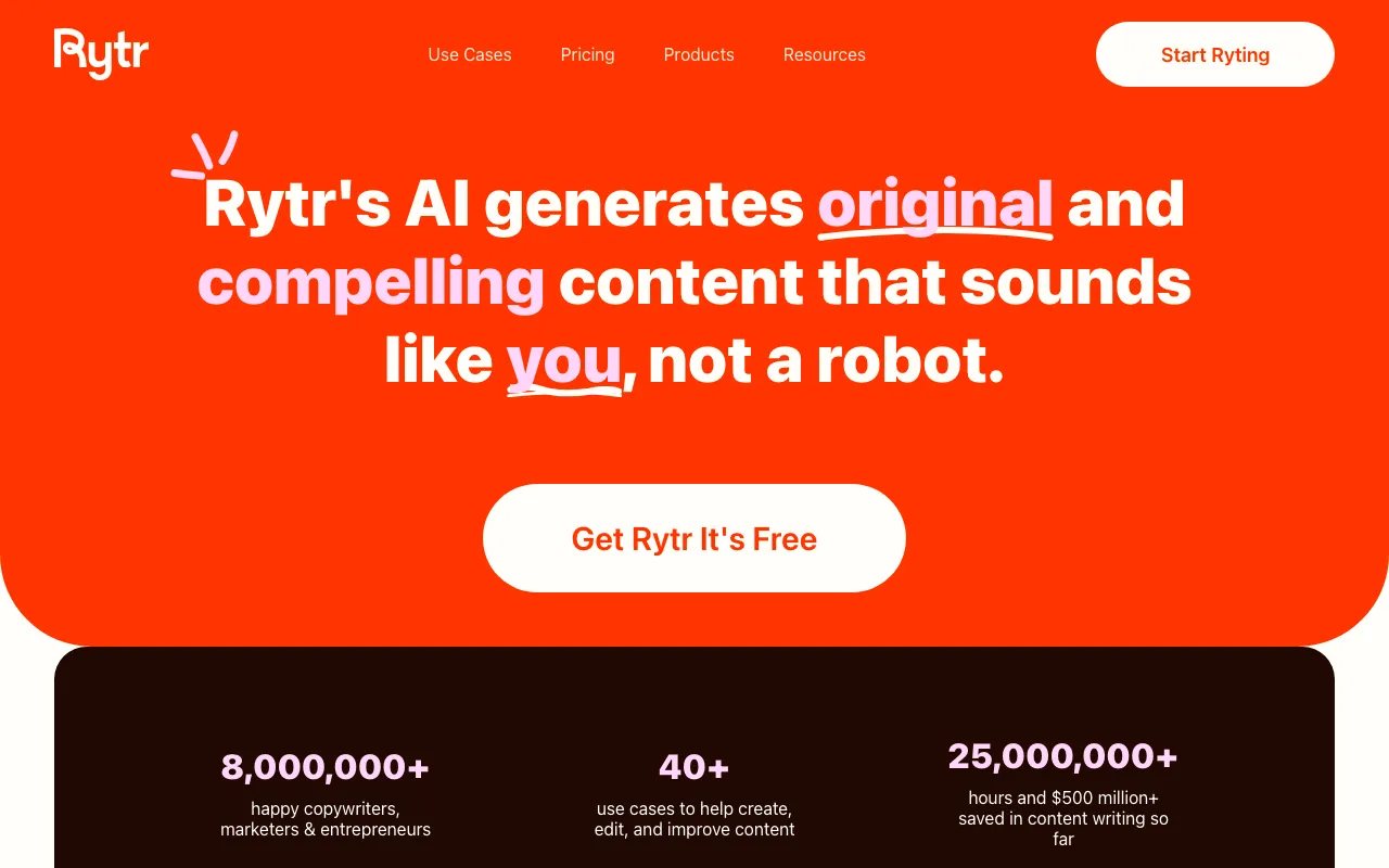 Página de inicio de Rytr el 2026-09-19