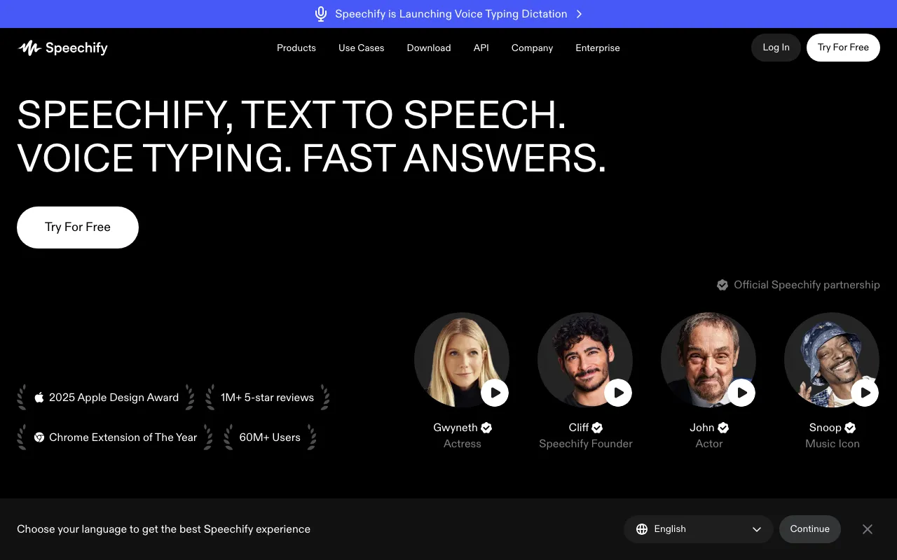 Página de inicio de Speechify el 2026-09-19